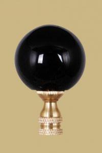 Black Glass Ball on Brass Base